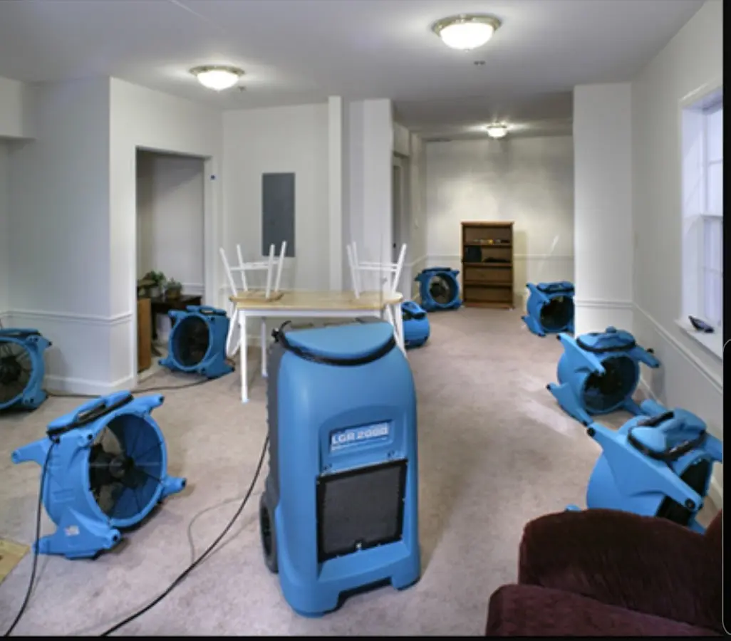 Air movers and dehumidifier setup for Water Extraction & Removal in Great Bend