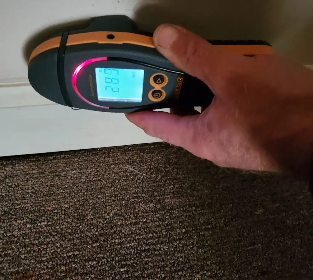Moisture detection at baseboard during Mold Inspection & Testing in Great Bend